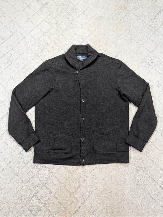 Polo Ralph Lauren Other - Polo Ralph Lauren Sweater Mens XL Gray Charcoal Shawl Cardigan Button Up Prep